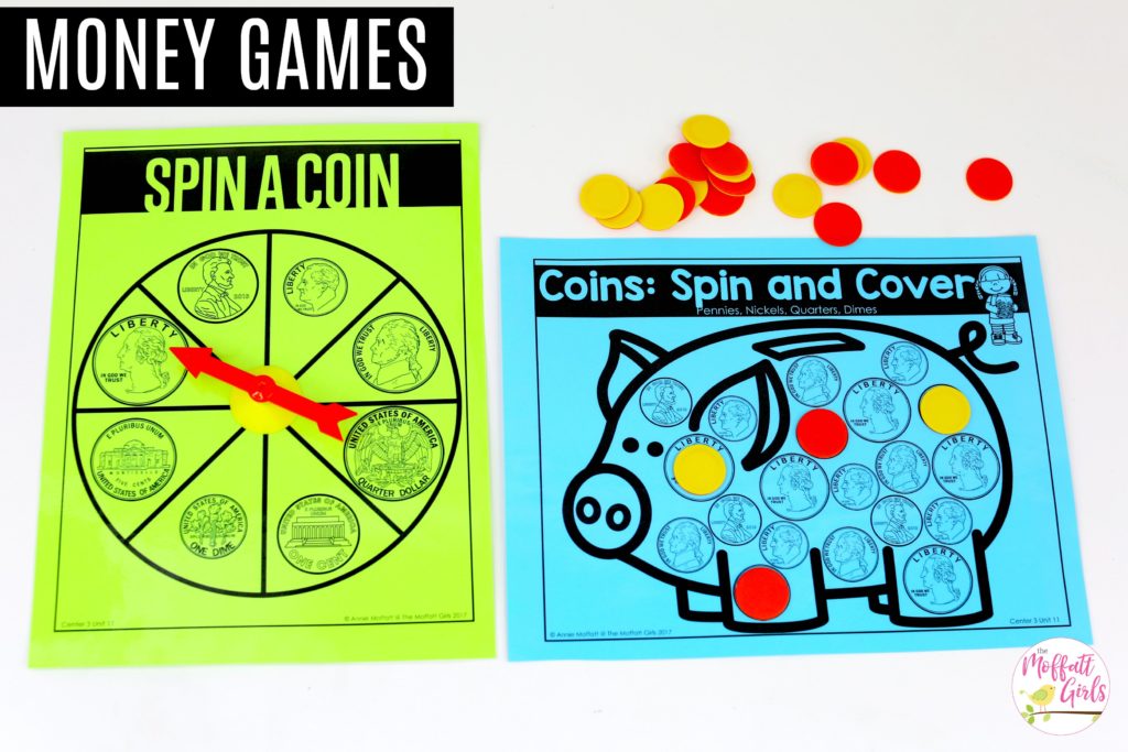 Money Games: This fun Kindergarten Math activity helps students identify and count money in a hands-on way!