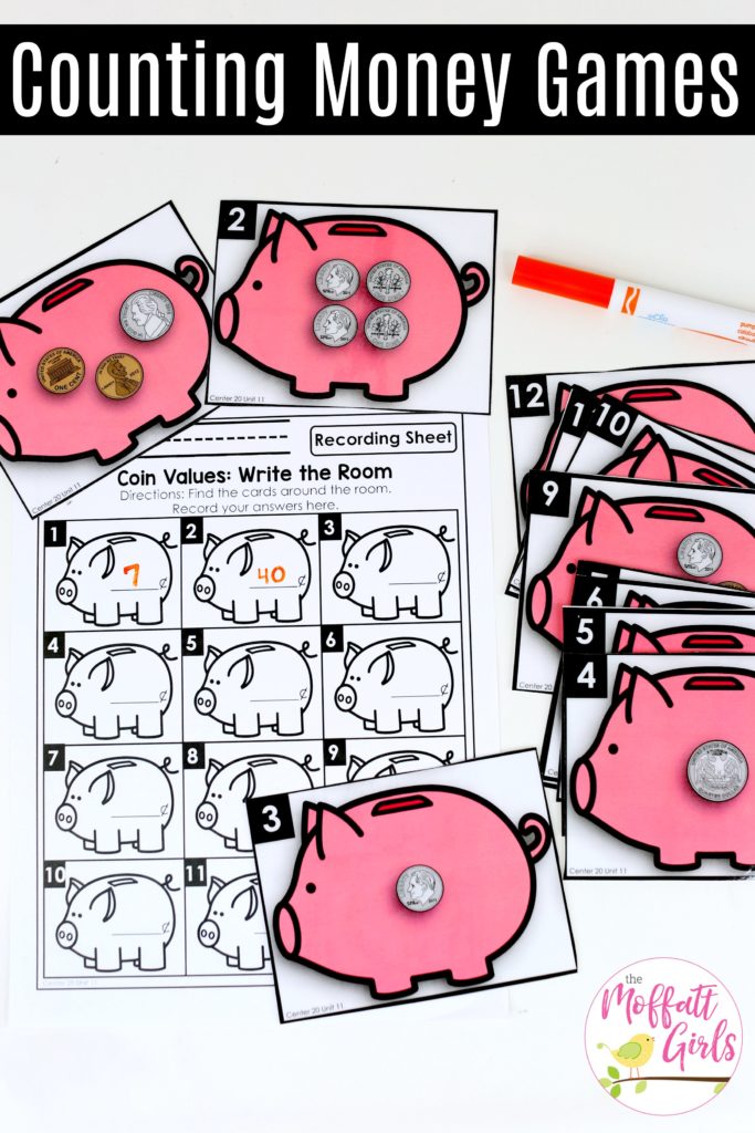 Write the Room- Coin Value: This fun Kindergarten Math activity helps students identify and count money in a hands-on way!