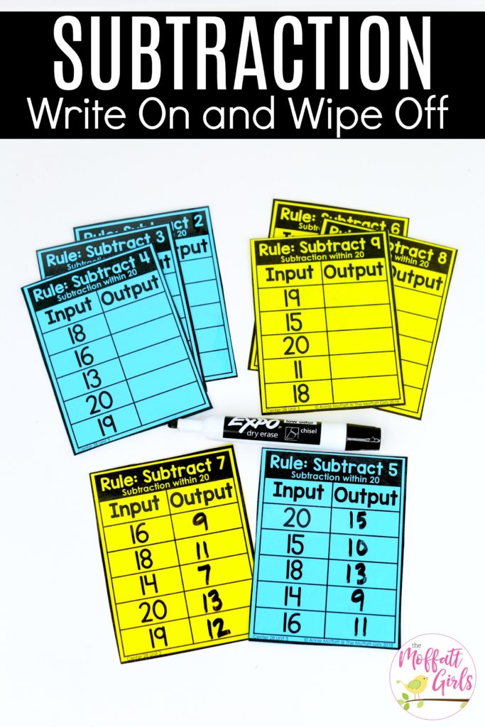 Input and Output up to 20: This fun 1st Grade Math activity helps students practice subtraction in a hands-on way!