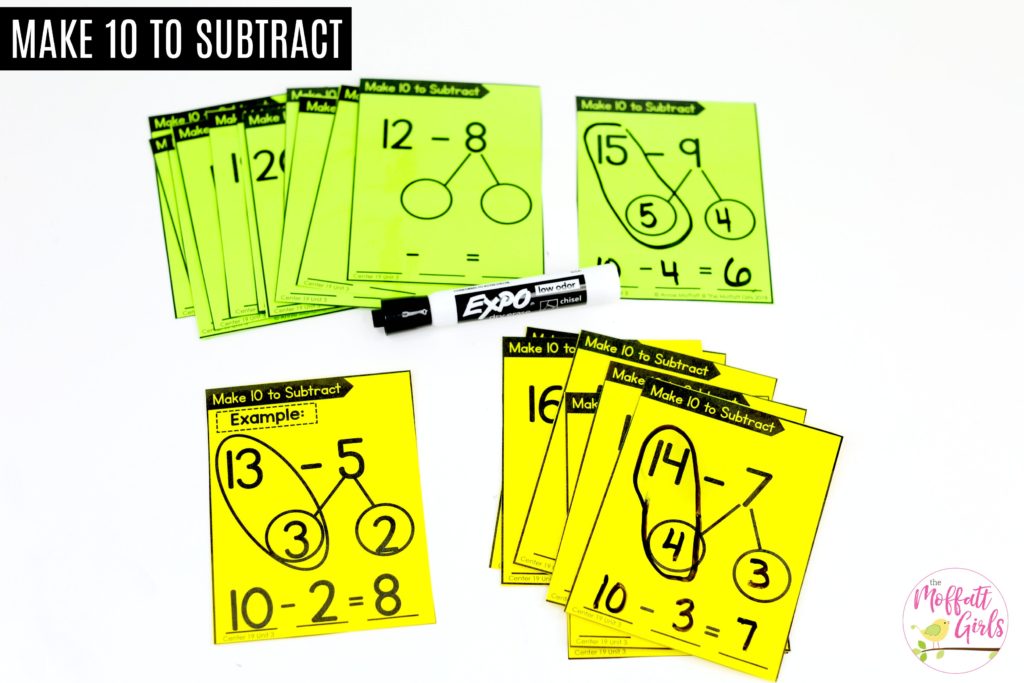 Make 10 to Subtract: This fun 1st Grade Math activity helps students practice subtraction in a hands-on way!