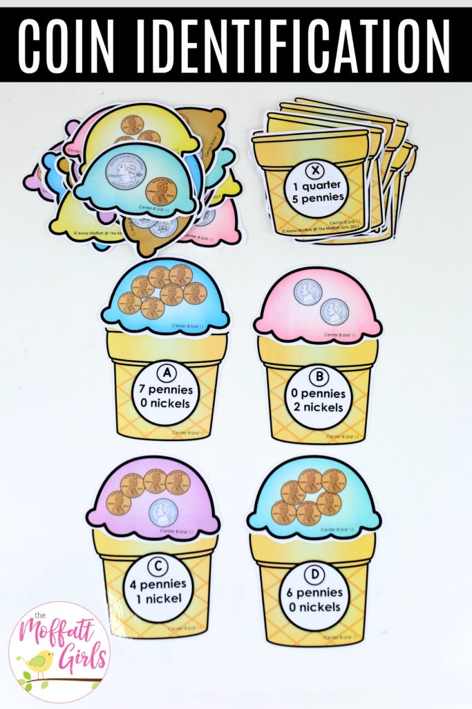 Ice Cream Make a Match: This fun Kindergarten Math activity helps students identify and count money in a hands-on way!