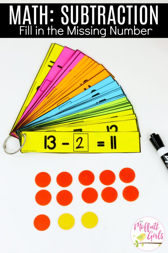 Missing Numbers: This fun 1st Grade Math activity helps students practice subtraction in a hands-on way!