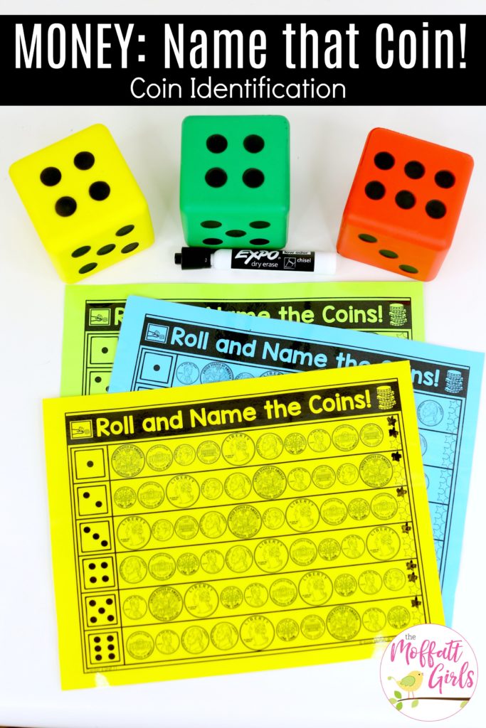 Roll and Name the Coins: This fun Kindergarten Math activity helps students identify and count money in a hands-on way!