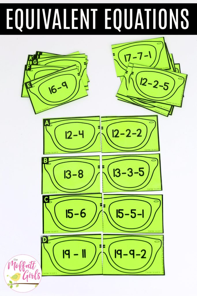 Equivalent Equations: This fun 1st Grade Math activity helps students practice subtraction in a hands-on way!