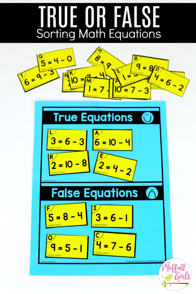 True or False Equations: This fun 1st Grade Math activity helps students practice subtraction in a hands-on way!