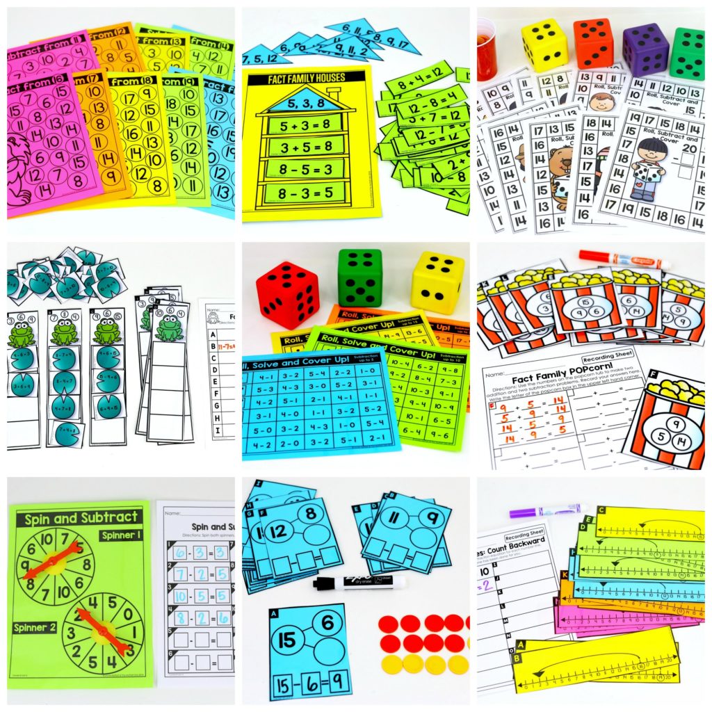 These fun 1st Grade Math activities help students practice subtraction in a hands-on way!