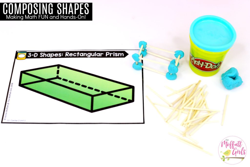 Building 3D Shapes: These fun 1st Grade Math activities help students understand basic geometry with the use of shapes and fractions in a hands-on way!
