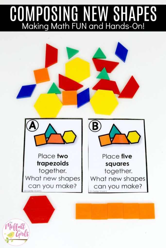 Composing New Shapes: These fun 1st Grade Math activities help students understand basic geometry with the use of shapes and fractions in a hands-on way!