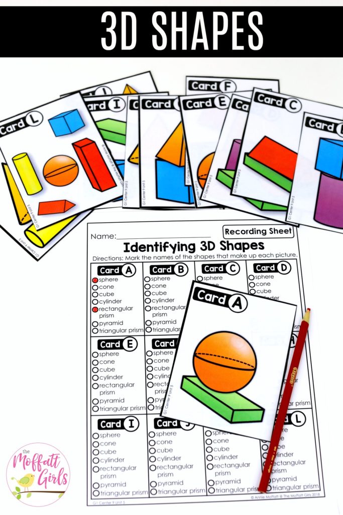 Identifying 3D Shapes: These fun 1st Grade Math activities help students understand basic geometry with the use of shapes and fractions in a hands-on way!