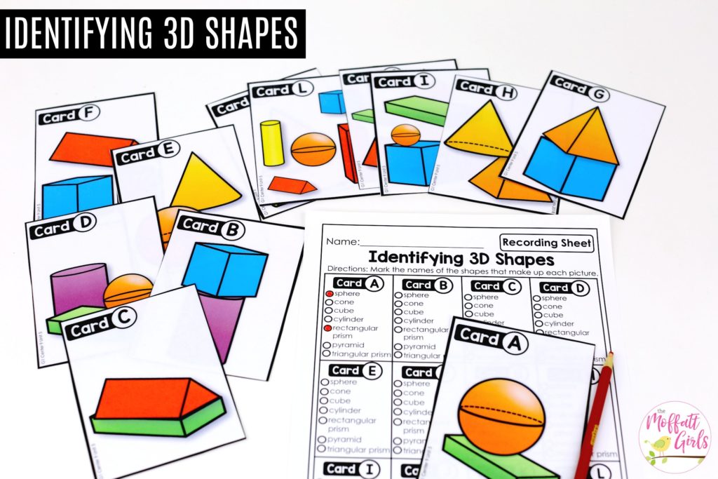Identifying 3D Shapes: These fun 1st Grade Math activities help students understand basic geometry with the use of shapes and fractions in a hands-on way!