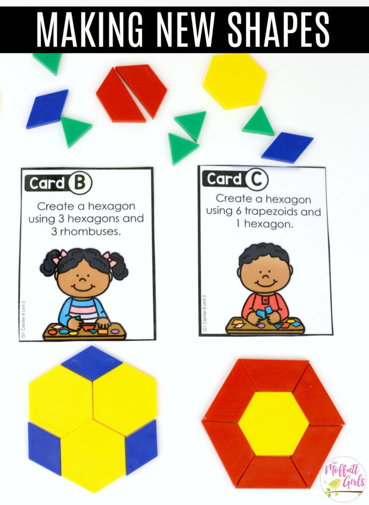 Composing Shapes: These fun 1st Grade Math activities help students understand basic geometry with the use of shapes and fractions in a hands-on way!