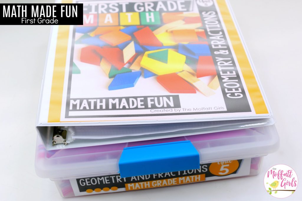 These fun 1st Grade Math NO PREP pages help students understand basic geometry with the use of shapes and fractions in a hands-on way!