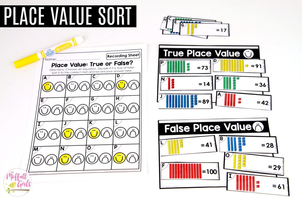 Place Value Sort: This fun 1st Grade Math activity helps students understand place values and the meaning of a number in a hands-on way!
