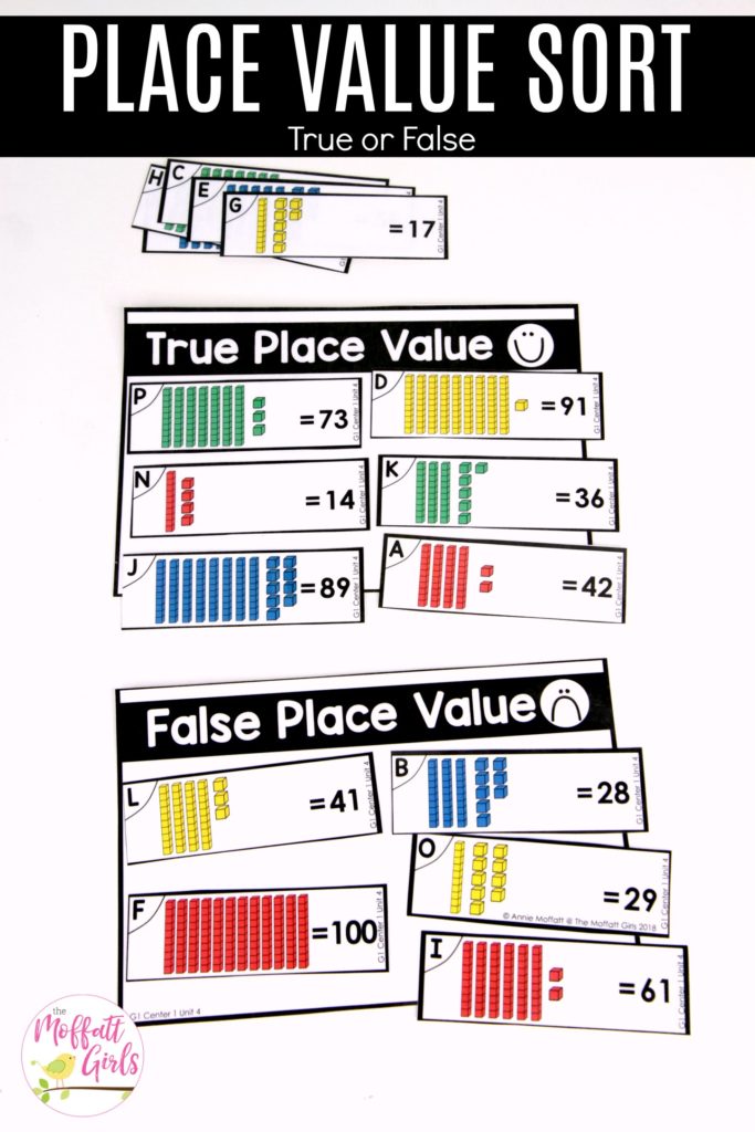 Place Value Sort: This fun 1st Grade Math activity helps students understand place values and the meaning of a number in a hands-on way!