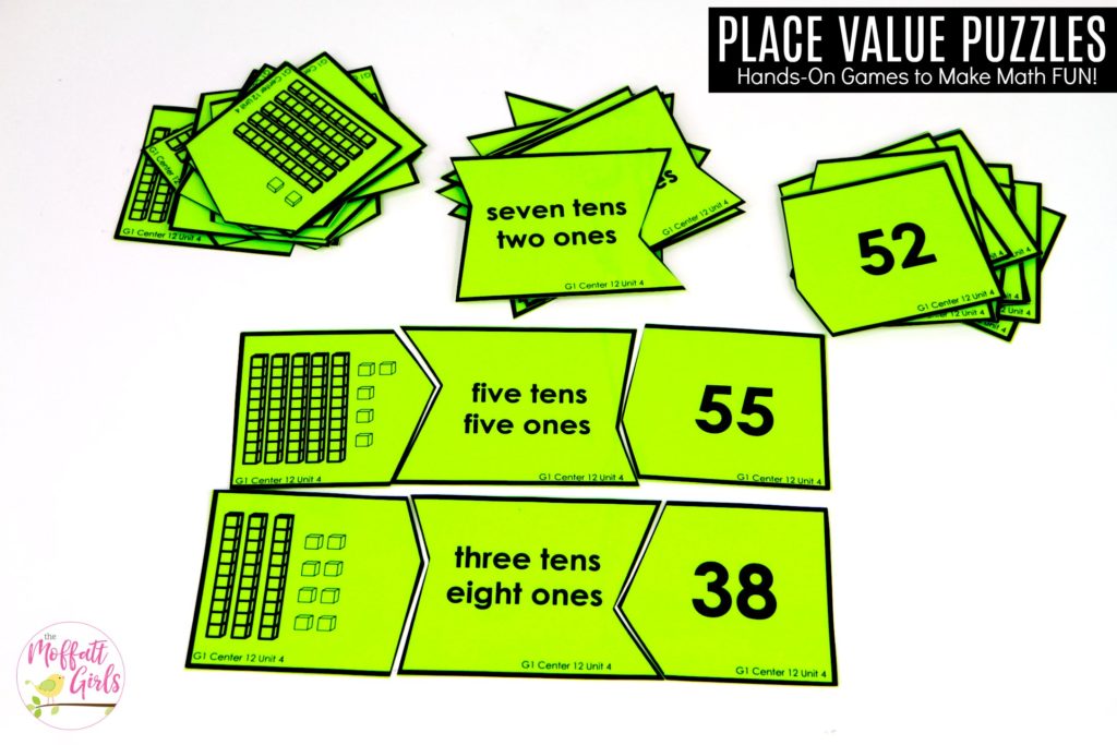 Number Puzzles: This fun 1st Grade Math activity helps students understand place values and the meaning of a number in a hands-on way!