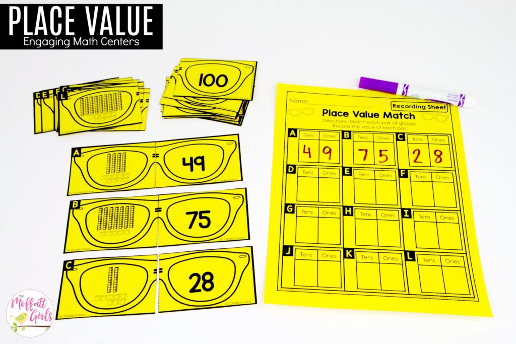 Place Value Match: This fun 1st Grade Math activity helps students understand place values and the meaning of a number in a hands-on way!