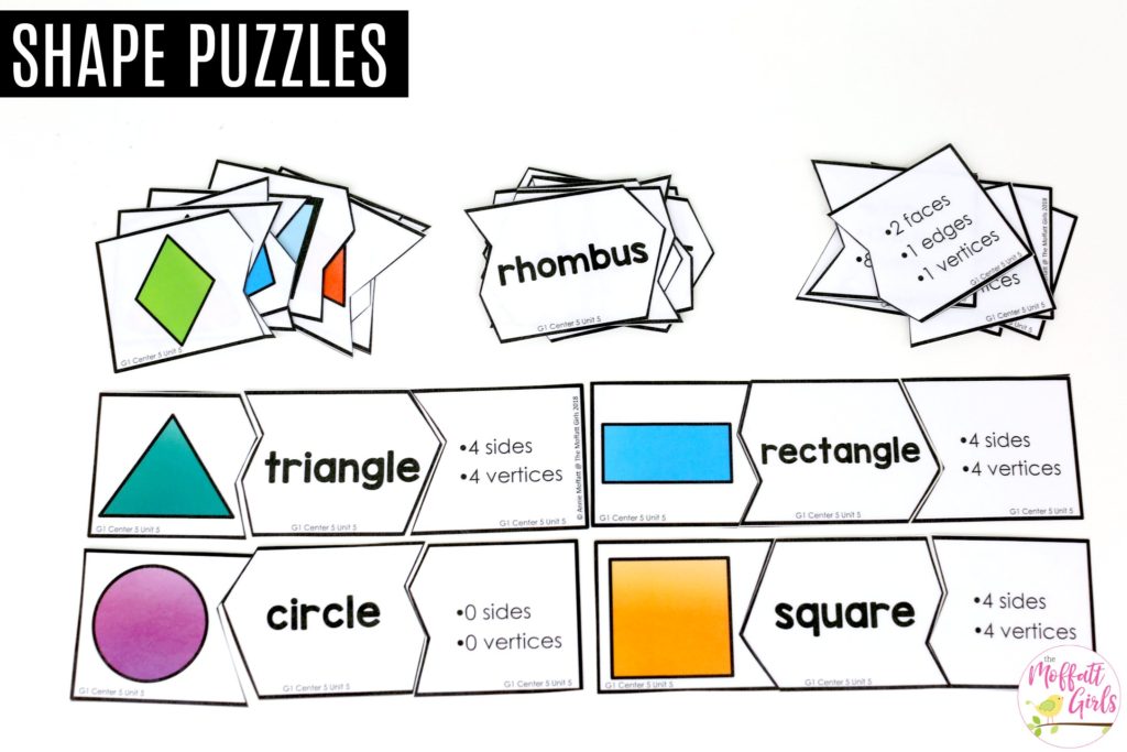 Shape Puzzles: These fun 1st Grade Math activities help students understand basic geometry with the use of shapes and fractions in a hands-on way!