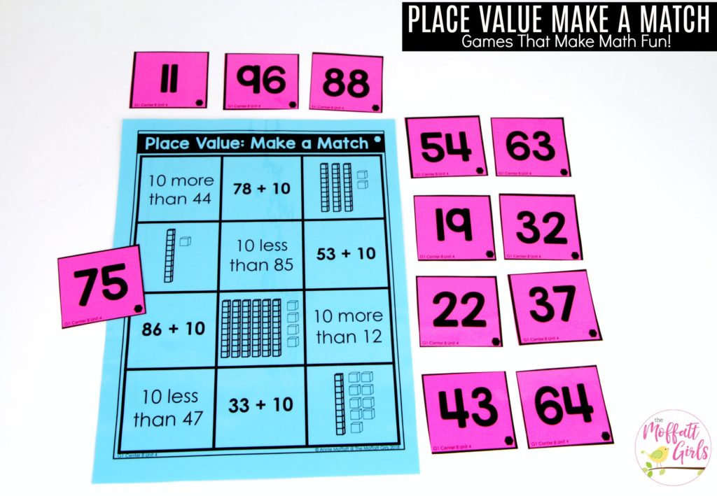 Make a Match: This fun 1st Grade Math activity helps students understand place values and the meaning of a number in a hands-on way!