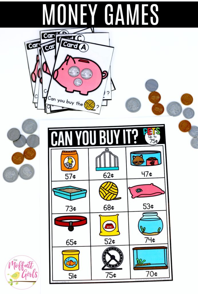 Pet Store Shopping- Can You Buy It? A fun math center game for first grade to teach money.