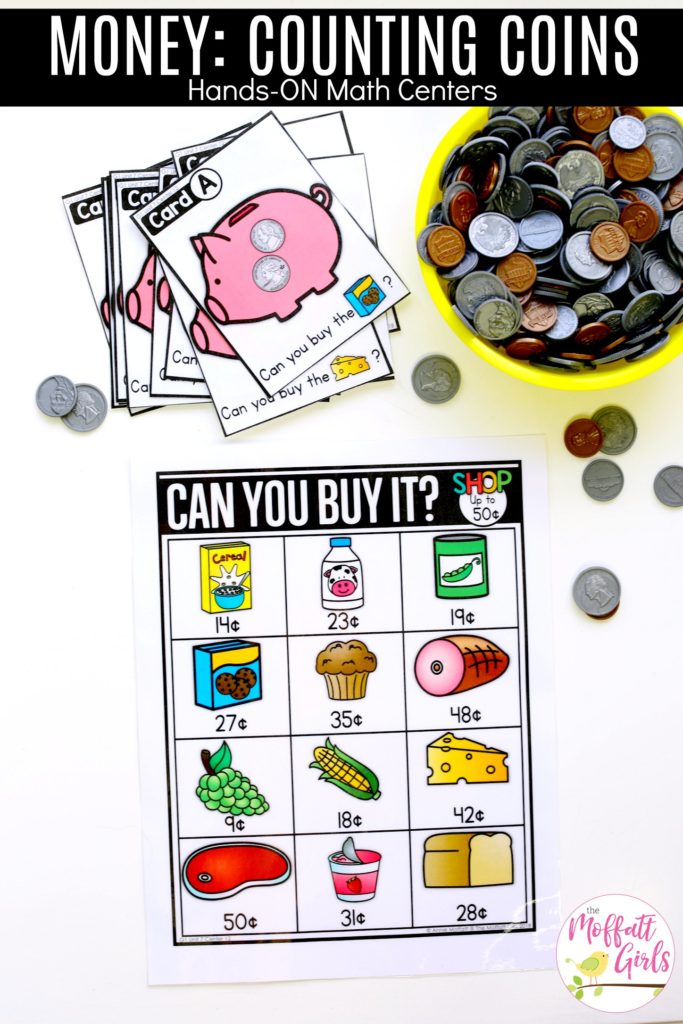 Grocery Shopping: Can You Buy It? Fun math center to teach 1st Grade students how to count and shop for items.