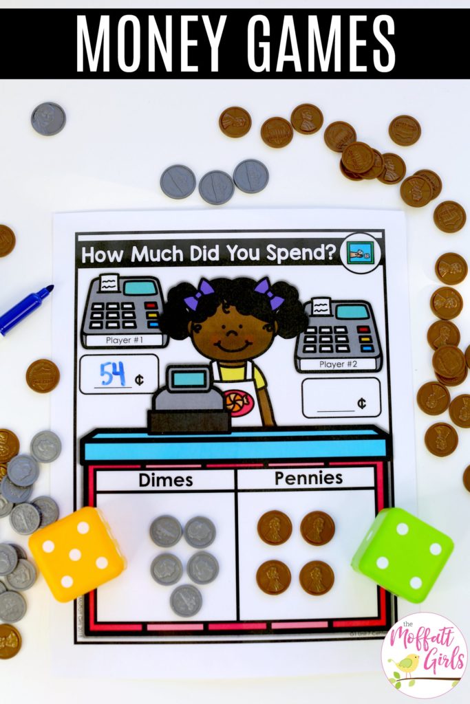 How Much Did You Spend? A FUN math center to teach adding coins in First Grade!