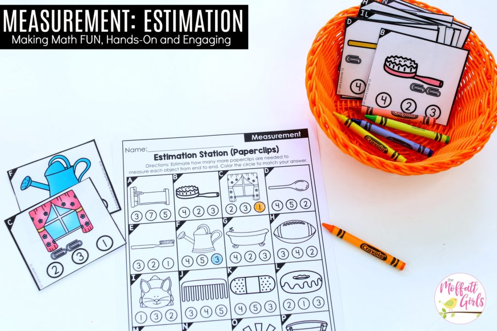 Measurement: Estimating Lengths- TONS of fun, hands-on math centers and worksheets to teach first grade students how to measure!