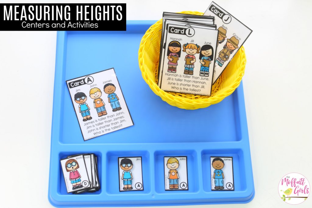 Comparing Heights- TONS of fun, hands-on math centers and worksheets to teach first grade students how to measure!