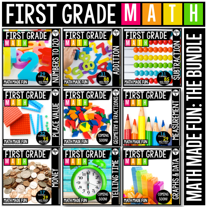 First Grade Math Made Fun: The Bundle- Math centers, worksheets, lesson plans, assessments and MORE!
