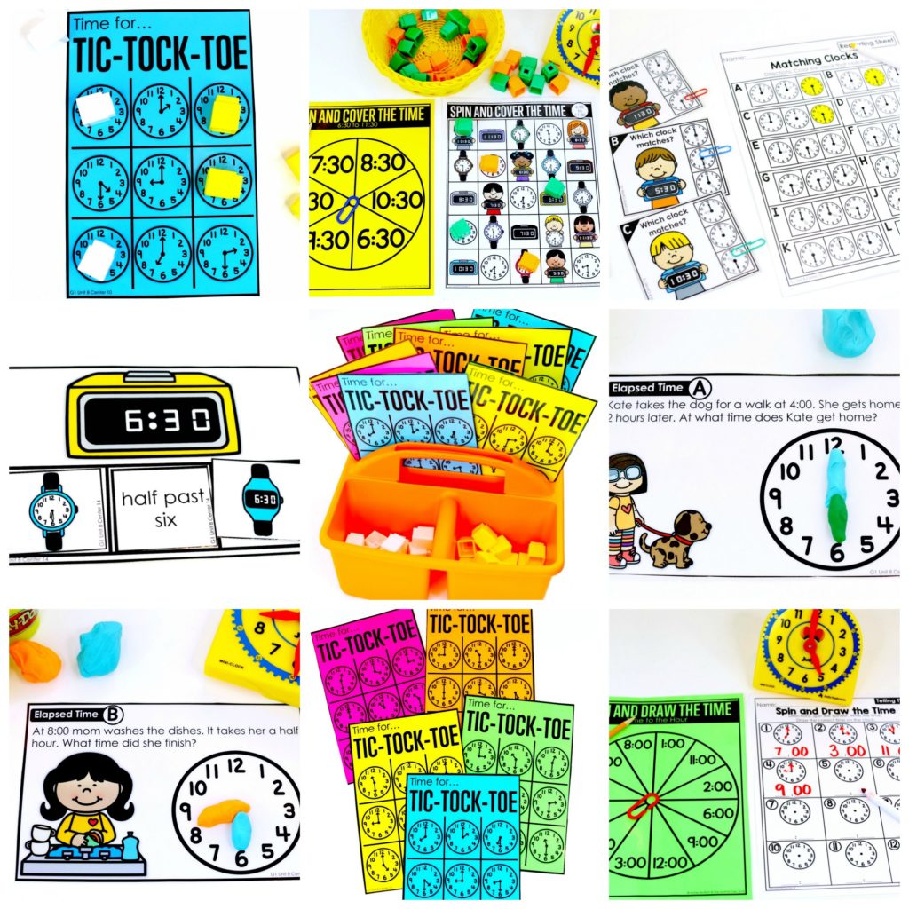 Teaching time to the half hour in First Grade is be fun and engaging with these hands-on math centers and practice sheets!