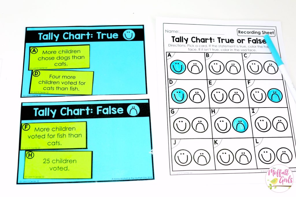 Tally Chart True or False? Fun math games to teach graphs and simple data analysis in 1st Grade!