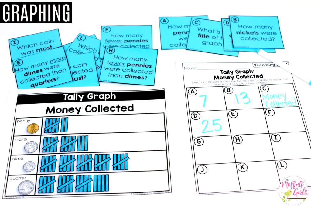 Tally charts- Fun math games to teach graphs and simple data analysis in 1st Grade!