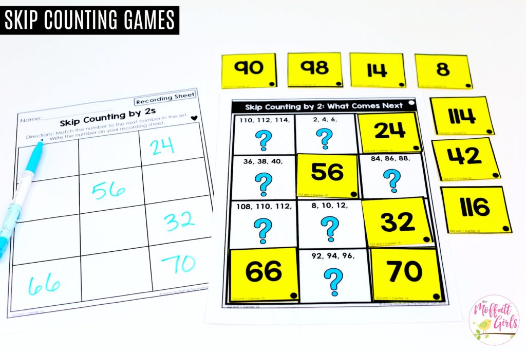 Skip Counting Mystery Puzzle math center for 2nd Grade