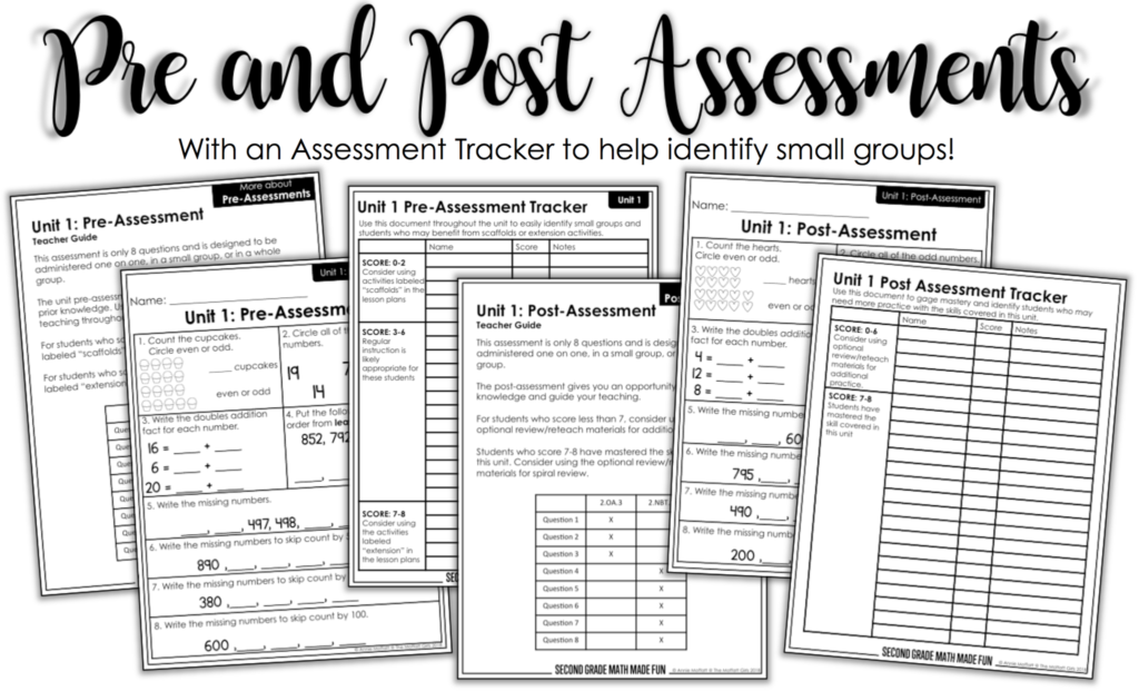 Easy-to-follow Assessments for Unit 1 in the Math Made Fun Curriculum for 2nd Grade