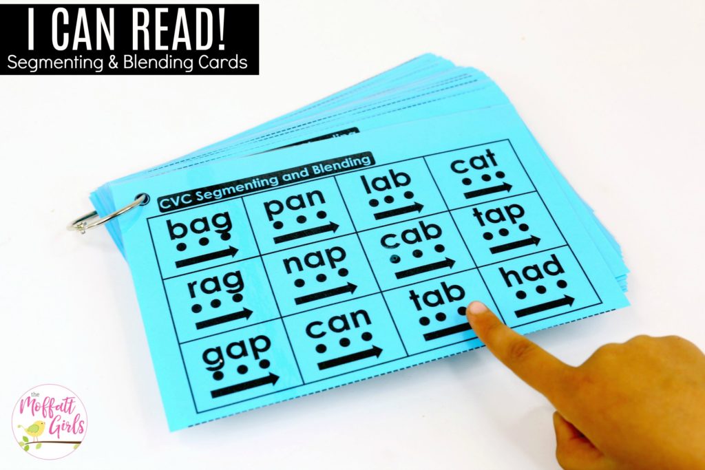 CVC Segmenting and Blending Cards- Break apart the words into sounds and then blend the sounds together! Perfect for Beginning readers!