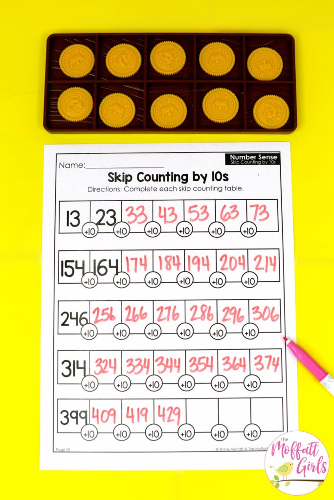Skip Counting by 10s 2nd Grade Math Worksheet- fun practice for number up to 1,000 in second grade!
