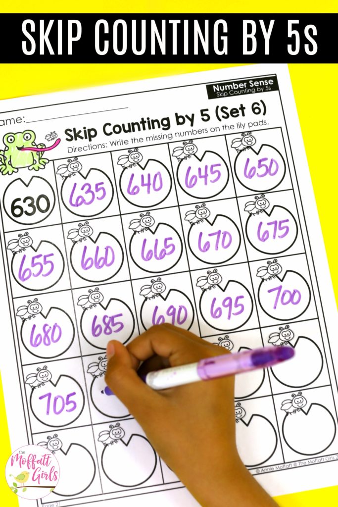 Skip Counting by 5 Frog Worksheet- fun math practice for 2nd Grade!