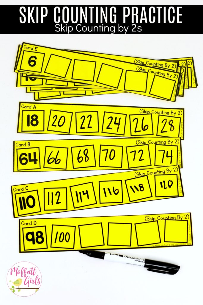Skip Counting Practice by 2s- laminate and use a dry erase marker for repeated practice! A simple math center for 2nd Grade!