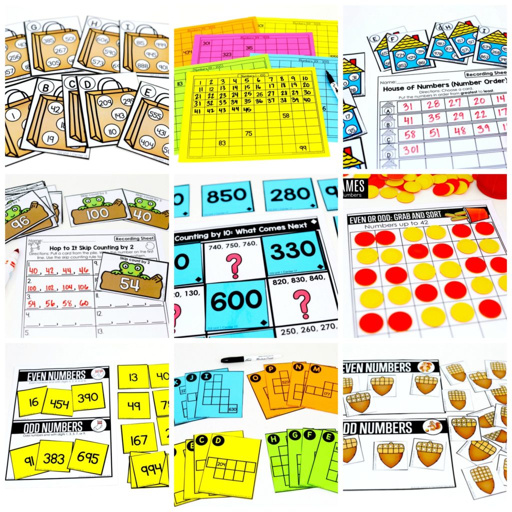 Fun Math Centers to teach numbers up to 1,000 in 2nd Grade!