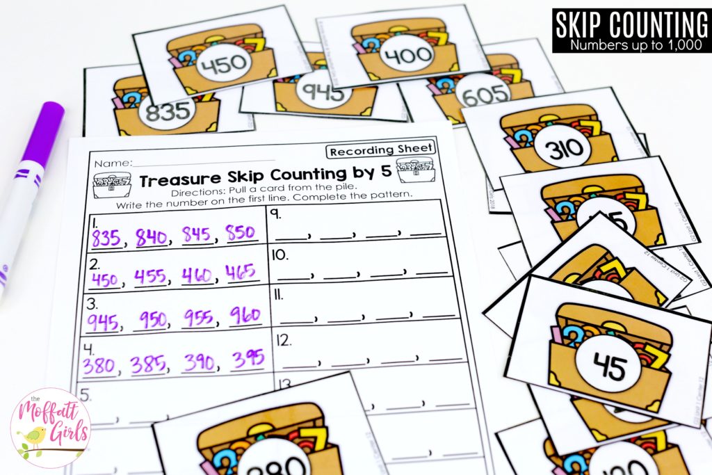 Treasure- Skip Counting by 2's. Fun math center for 2nd grade to teach number sense up to 1,000.