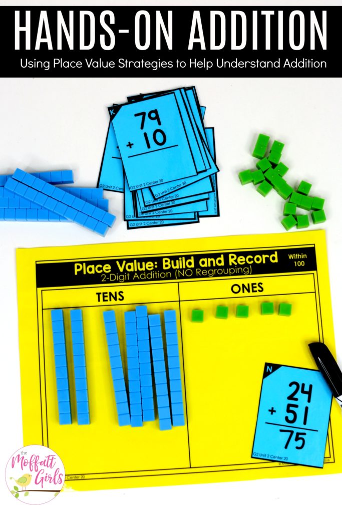 Hands-on Addition: Place Value Build and Record with base ten blocks. Fun math centers to teach place value in Second Grade!
