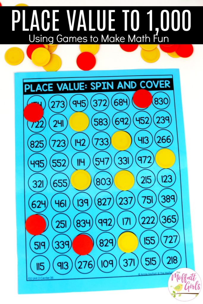 Place Value: Spin and Cover- spin both spinners and cover a number that has the digit in the correct place value. Fun math center for second grade!