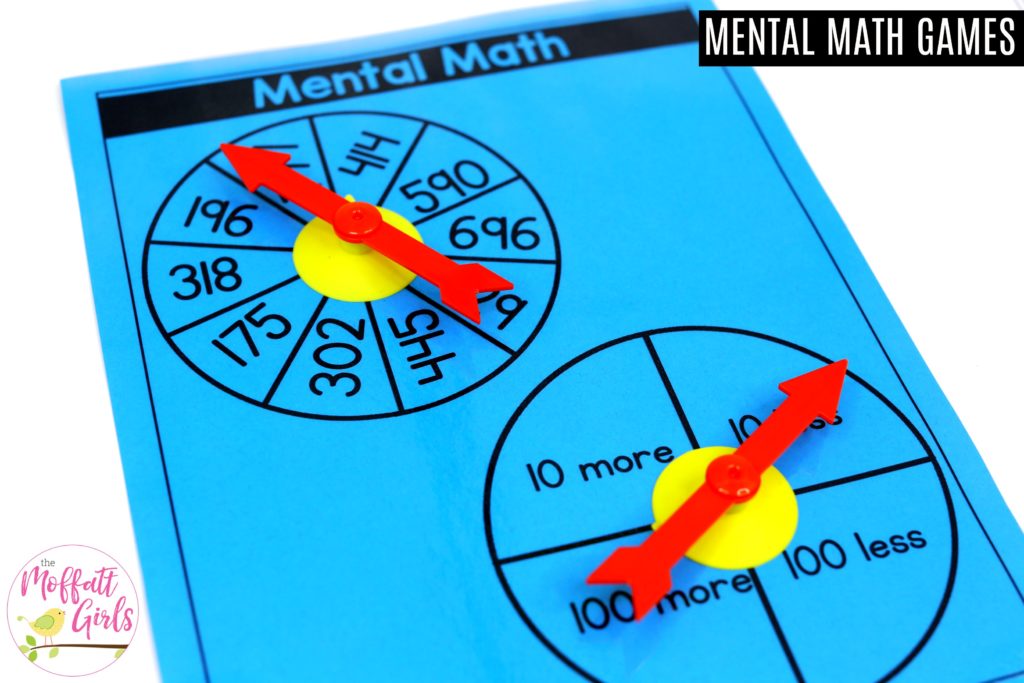 Mental Math- Spin and Add or Subtract. Fun math centers and worksheets to teach place value in 2nd grade!