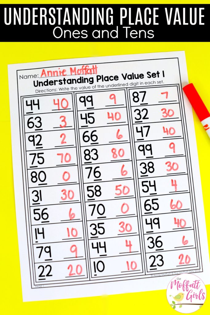 Understanding Place Value worksheet for Second Grade. Fun worksheets and math centers to teach place value in 2nd grade!