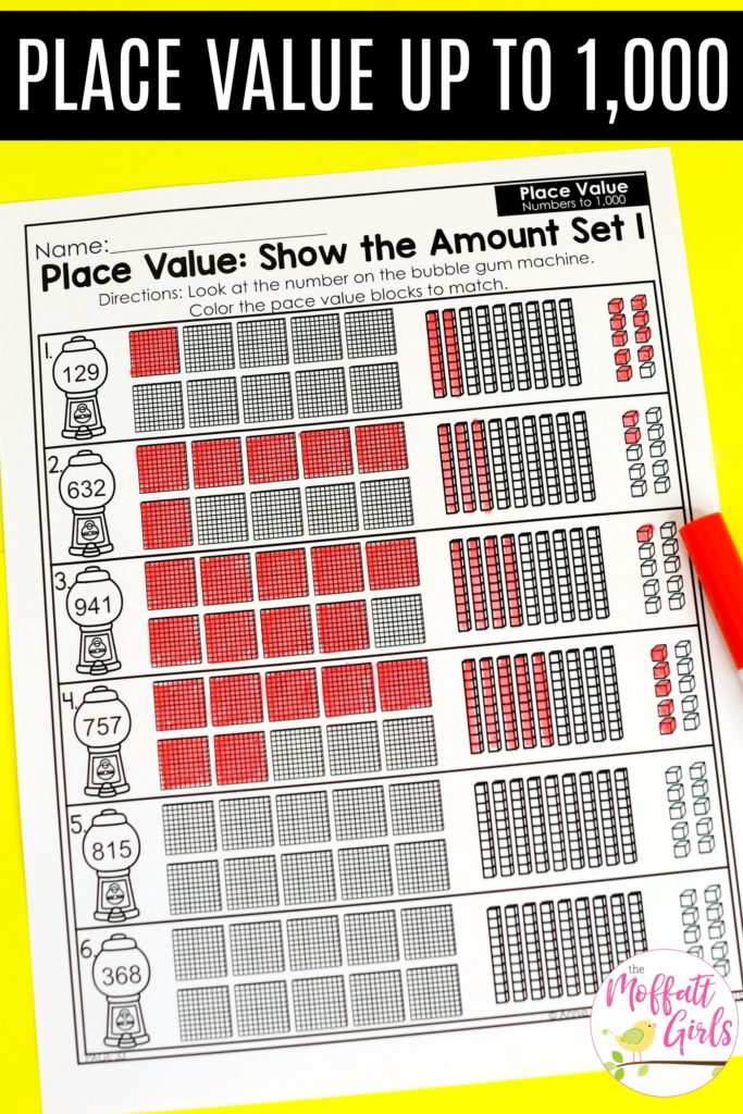 Place Value- Show the Amount. Fun worksheets and math centers to teach place value in 2nd grade!