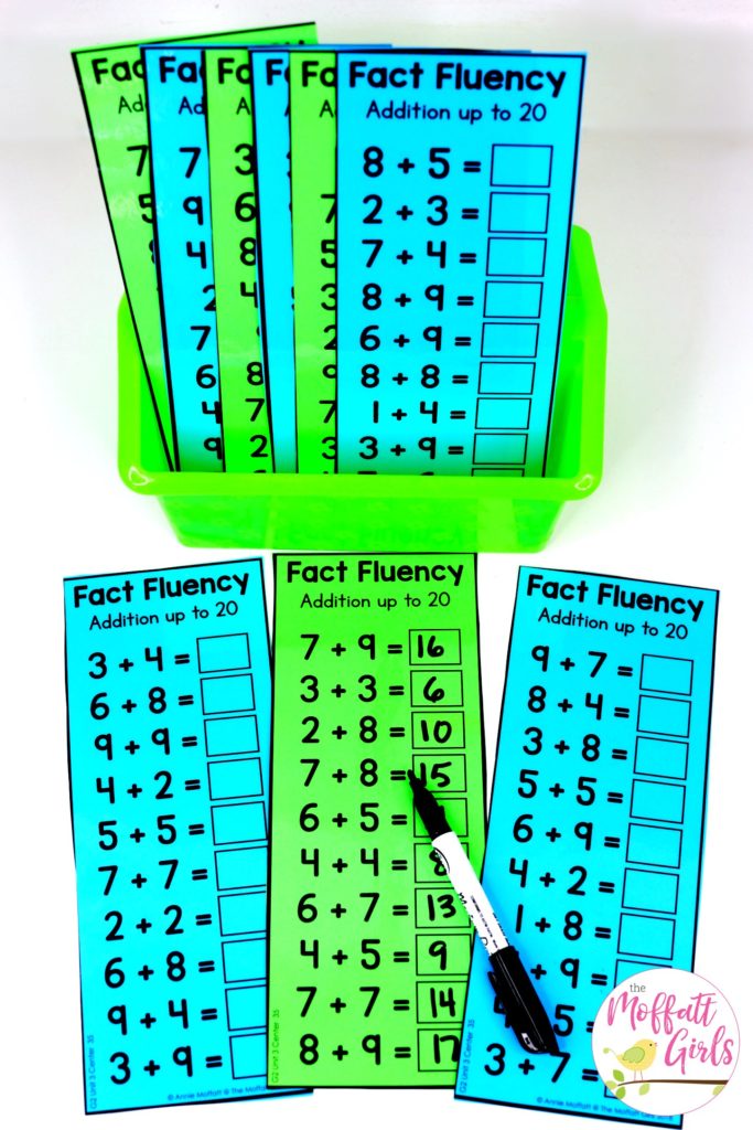 Addition math fact fluency- Fun ways to practice math facts up to 20.