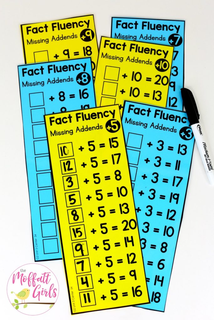 Missing Addends Fact Fluency- Fun Math Games to build fact fluency in 2nd grade!