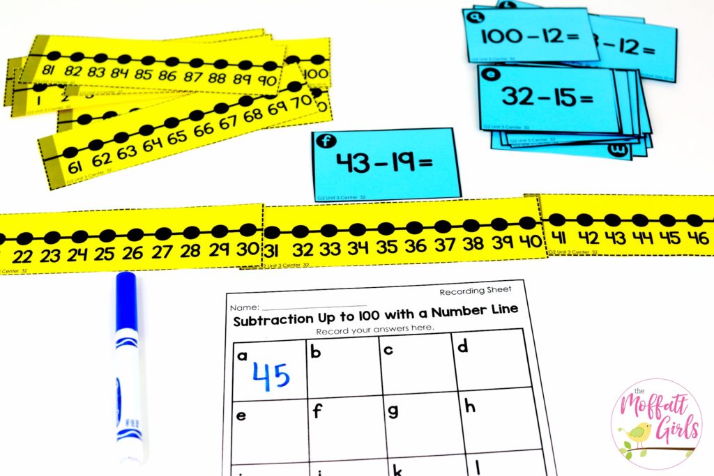 Moveable Number Line Addition and Subtraction- Fun Math Games to build fact fluency in 2nd grade!
