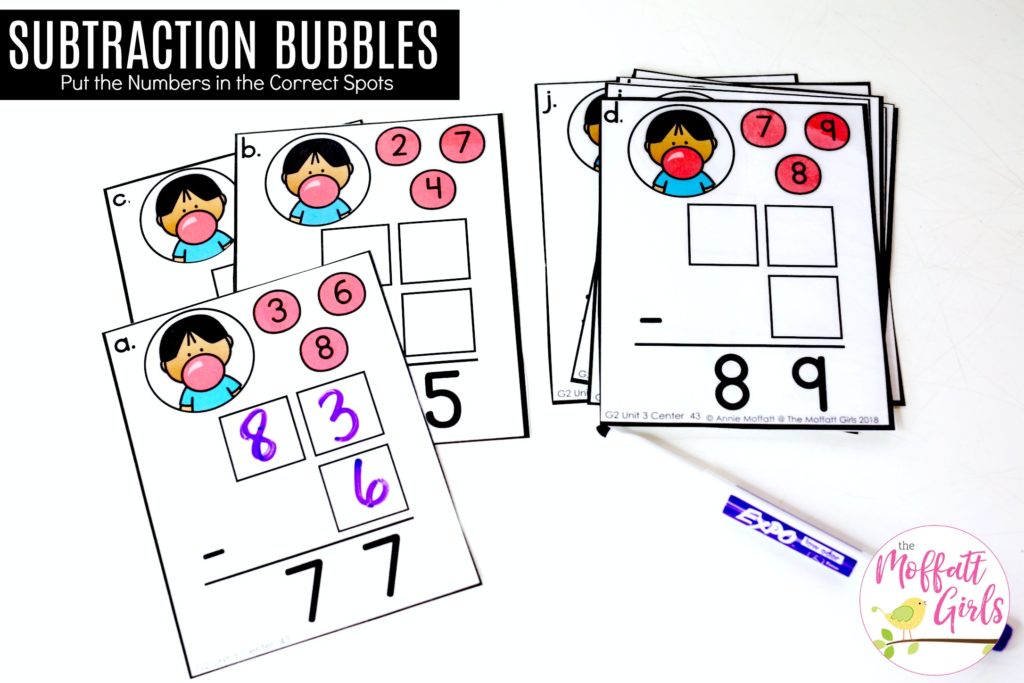 Bubble Number Mix-Up: a fun way to practice subtraction fluency in second grade!