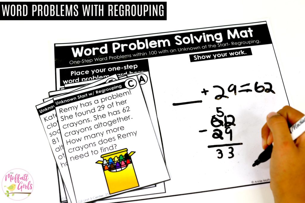 Word Problems with an unknown start- fun ways to practice addition and subtraction in second grade!