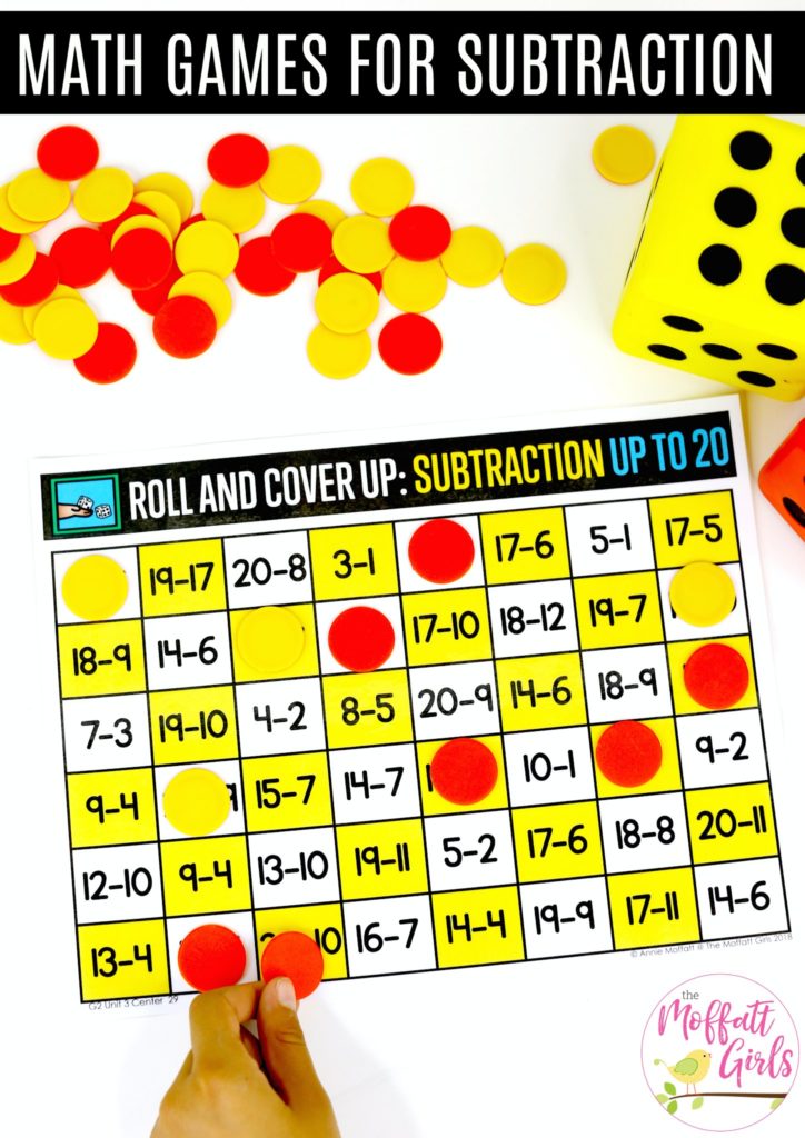 Fun Math Games to build fact fluency in 2nd grade! Roll a die, add the numbers, and find a subtraction problem thats difference is equal to the sum of the dice.